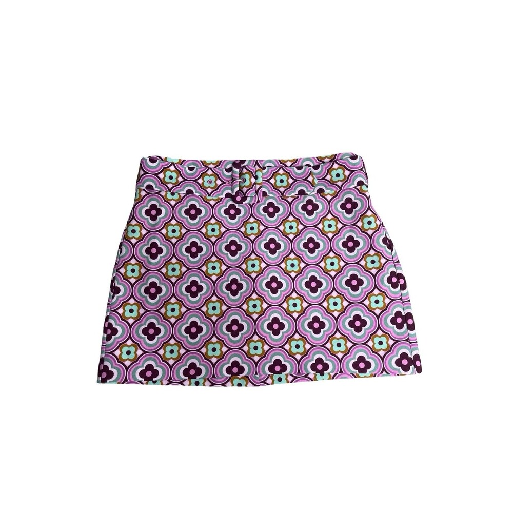 ZARA MULTICOLOURED GEOMETRIC PRINT MINI SKIRT WITH BELT SIZE S UK 8